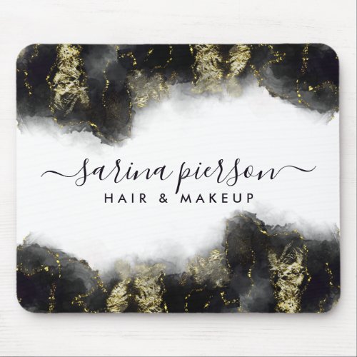 Black And Gold Modern Art Liquid Watercolor Ink Mouse Pad