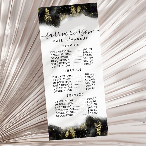 Black And Gold Modern Art Watercolor Ink Price Rack Card