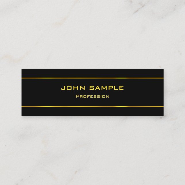 Black And Gold Modern Attractive Minimalist Plain Mini Business Card (Front)