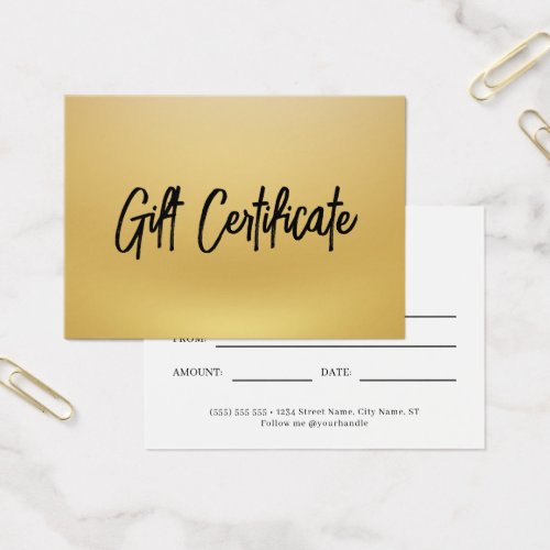 Black and Gold Modern Business Gift Certificate