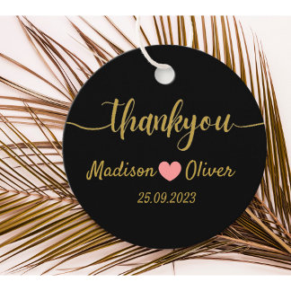 Black and Gold Modern Elegance Wedding Thank You Favor Tags