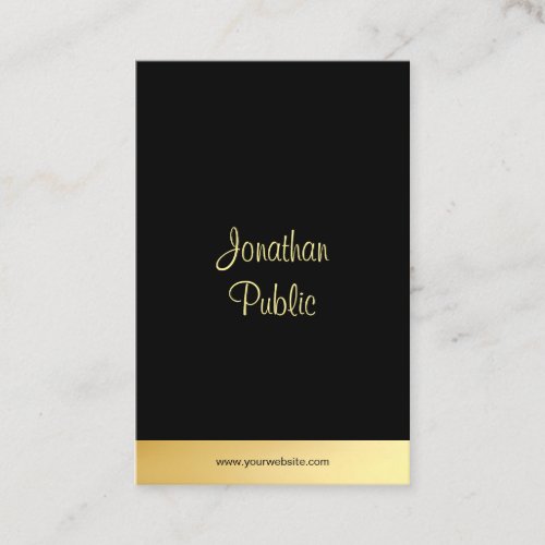 Black And Gold Modern Elegant Hand Script Template Business Card