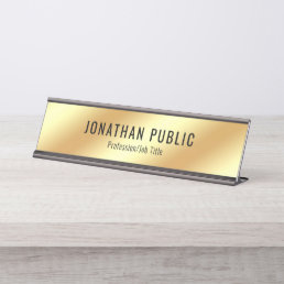 Black And Gold Modern Elegant Luxury Template Desk Name Plate