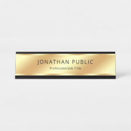 Black And Gold Modern Elegant Template Luxury Desk Name Plate