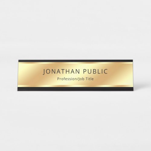 Black And Gold Modern Elegant Template Luxury Desk Name Plate
