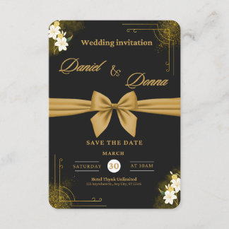 Black and Gold Modern Elegant Wedding Celebration Enclosure Card