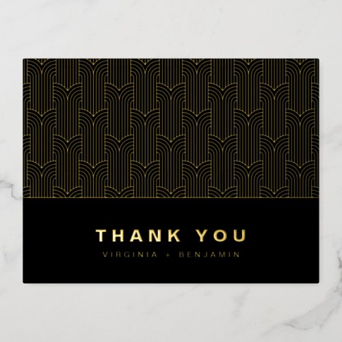 Black and Gold Modern Foil Thank You Card