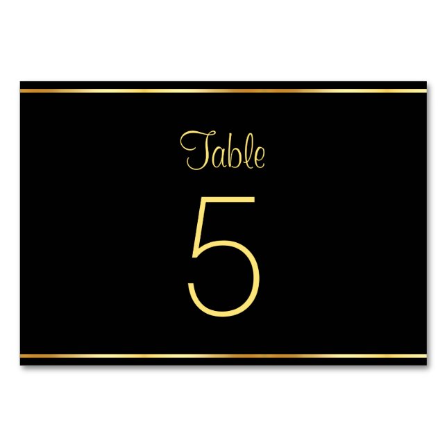 Black And Gold Modern Glamorous Template Trendy Table Number (Back)