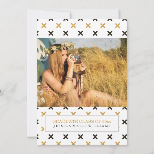 Black and Gold Modern Graduation Invitations