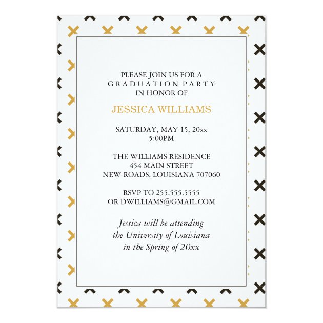 Black and Gold Modern Graduation Invitations