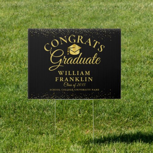 Black And Gold Modern Graduation Sign