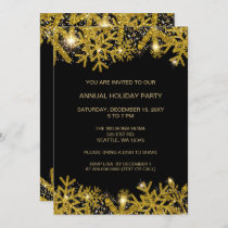 Black and Gold Modern Holiday Party  Invitation