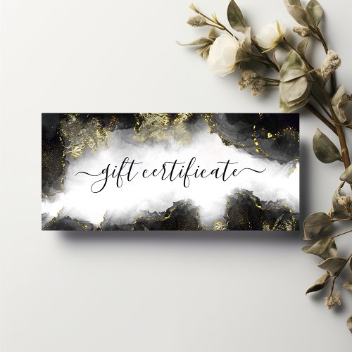 Black And Gold Modern Liquid Ink Gift Certificate