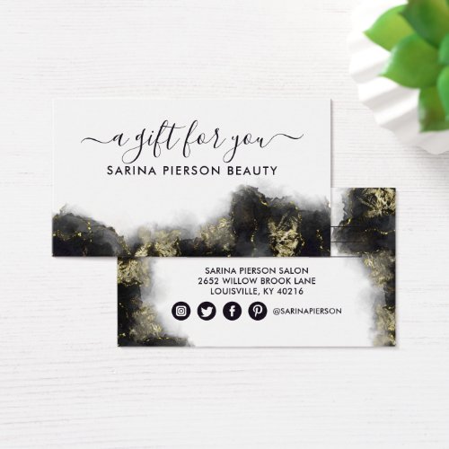 Black And Gold Modern Liquid Watercolor Gift Card