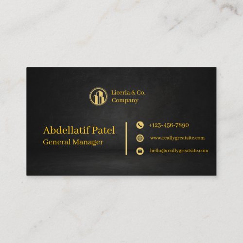 black and gold modern manager business card