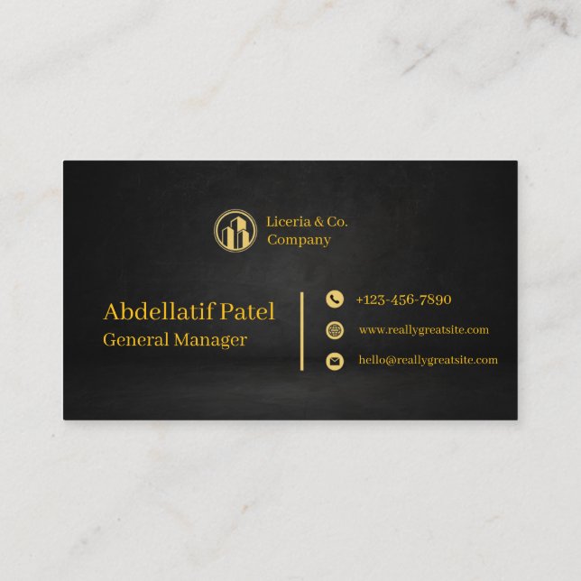 black and gold modern manager business card (Back)