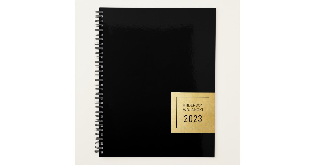 Black and Gold Modern Minimalist Personalized Planner | Zazzle