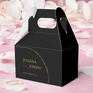Black and Gold Modern Minimalist Wedding Favor Boxes