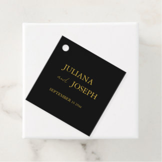 Black and Gold Modern Minimalist Wedding Favor Tags