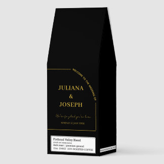 Black and Gold Modern Minimalist Wedding Favors Roasted Coffee