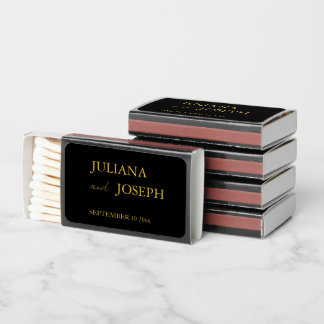 Black and Gold Modern Minimalist Wedding Matchboxes