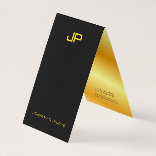 Black And Gold Modern Monogram Elegant Template Business Card