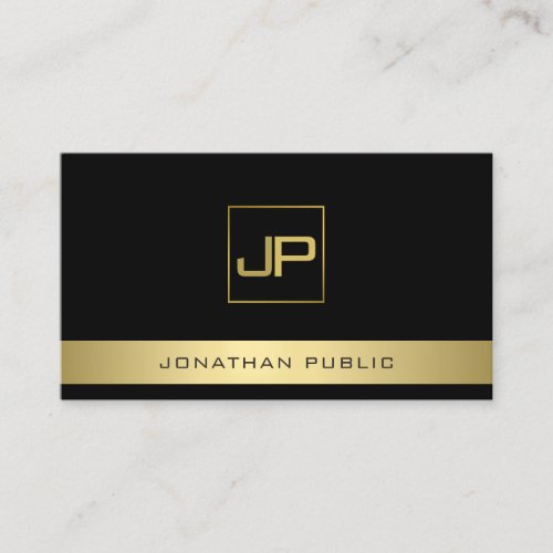 Black And Gold Modern Monogram Elegant Template Business Card