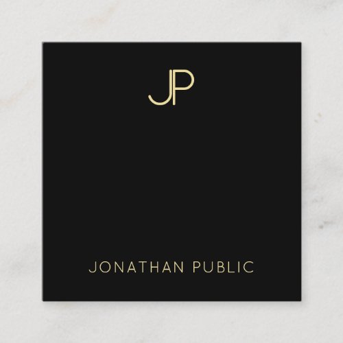 Black And Gold Modern Monogram Template Elegant Square Business Card