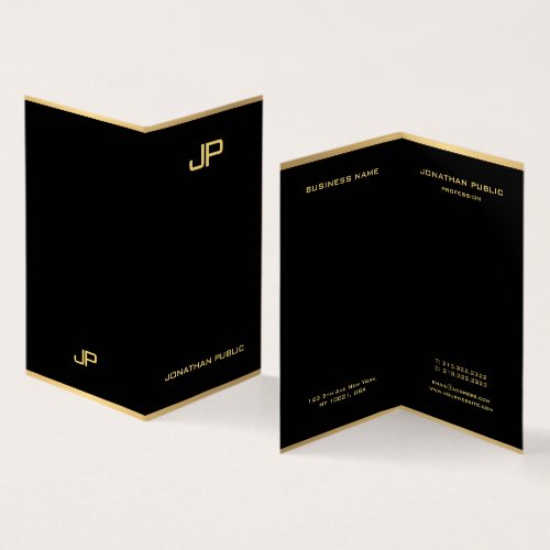 Black And Gold Modern Monogrammed Elegant Business Card