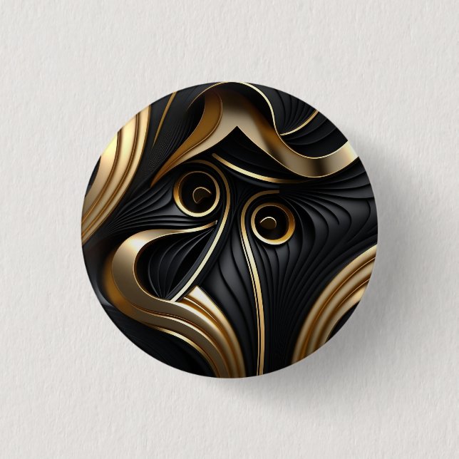 Black and gold modern pattern button (Front)