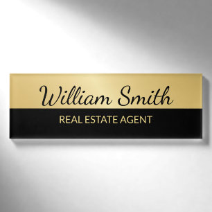 Black and Gold Modern Professional Personalized Name Tag