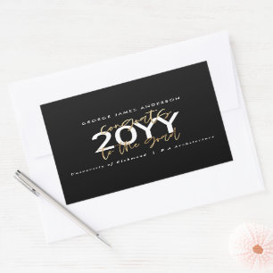 Black and gold modern script stylish graduation rectangular sticker