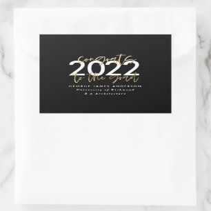 Black and gold modern script stylish graduation s rectangular sticker