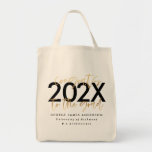 Black and gold modern script stylish graduation to tote bag<br><div class="desc">Black and gold modern script stylish graduation tote design. Modern gold effect script text. Part of a collection.</div>