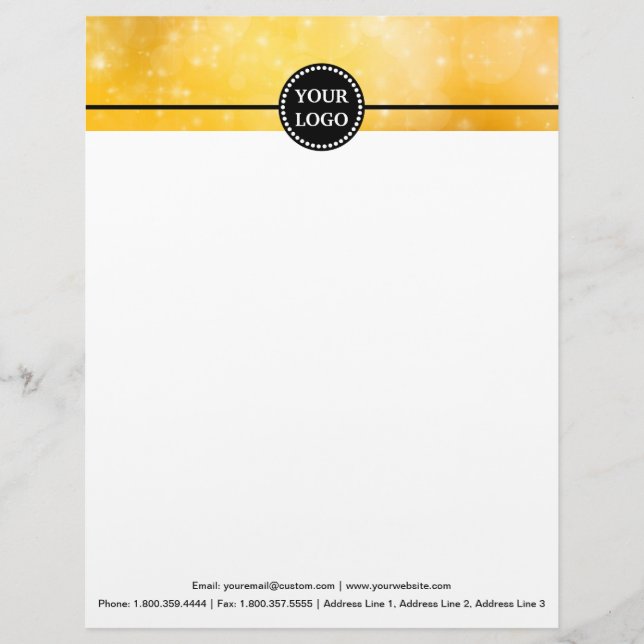 Black and Gold Modern Stationary Custom Monogram L Letterhead (Front)