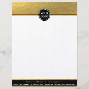 Black and Gold Modern Stationary Custom Monogram L Letterhead