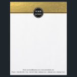 Black and Gold Modern Stationary Custom Monogram Letterhead<br><div class="desc">Easily personalize this elegant 8.5" x 11" letterhead with your own business logo and information. This is Girly Trendy Chic Modern Simple Plain Colored Border with Custom Personalized Monogram.</div>