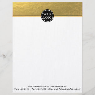 Black and Gold Modern Stationary Custom Monogram Letterhead