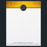 Black and Gold Modern Stationary Custom Monogram Letterhead<br><div class="desc">Easily personalize this elegant 8.5" x 11" letterhead with your own business logo and information. This is Girly Trendy Chic Modern Simple Plain Colored Border with Custom Personalized Monogram.</div>