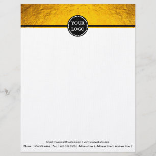 Black and Gold Modern Stationary Custom Monogram Letterhead