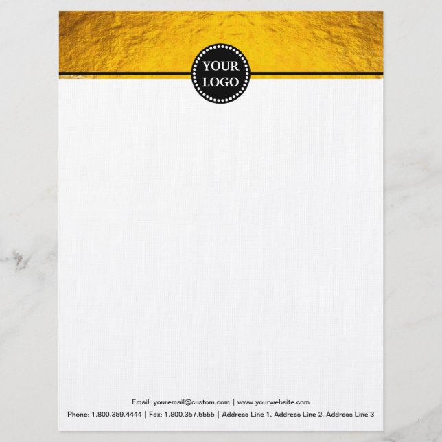 Black and Gold Modern Stationary Custom Monogram Letterhead (Front)