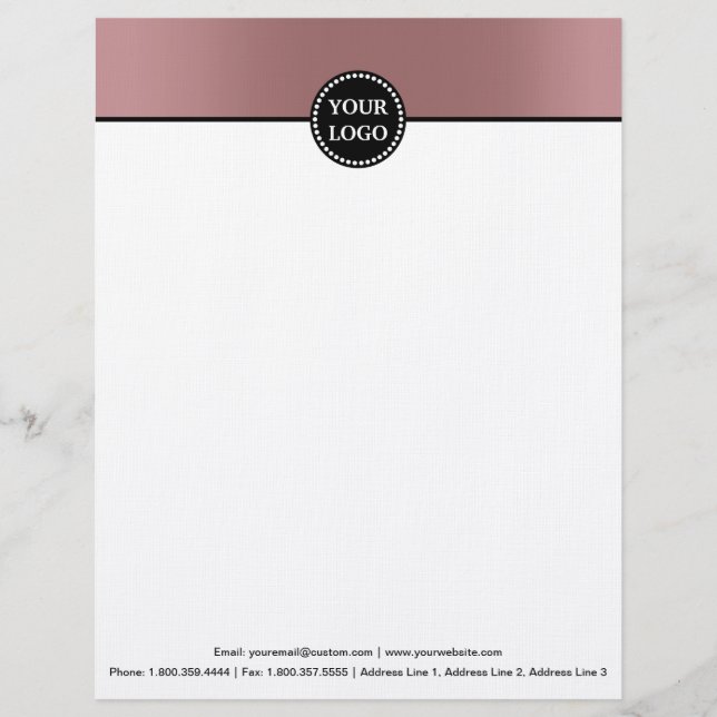 Black and Gold Modern Stationary Custom Monogram Letterhead (Front)