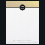 Black and Gold Modern Stationary Custom Monogram Letterhead<br><div class="desc">Easily personalize this elegant 8.5" x 11" letterhead with your own business logo and information. This is Girly Trendy Chic Modern Simple Plain Colored Border with Custom Personalized Monogram.</div>