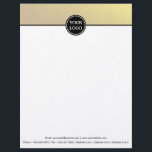 Black and Gold Modern Stationary Custom Monogram Letterhead<br><div class="desc">Easily personalize this elegant 8.5" x 11" letterhead with your own business logo and information. This is Girly Trendy Chic Modern Simple Plain Colored Border with Custom Personalized Monogram.</div>