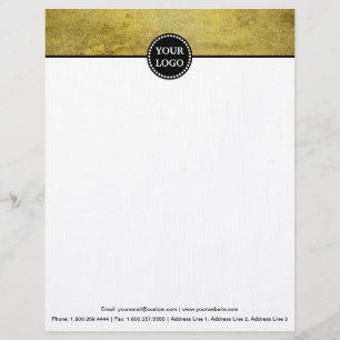 Black and Gold Modern Stationary Custom Monogram Letterhead