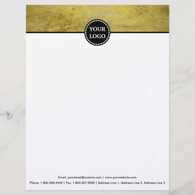 Black and Gold Modern Stationary Custom Monogram Letterhead (Front)