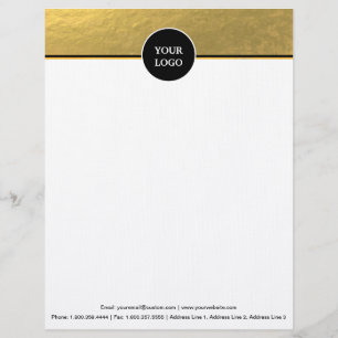 Black and Gold Modern Stationary Custom Monogram Letterhead