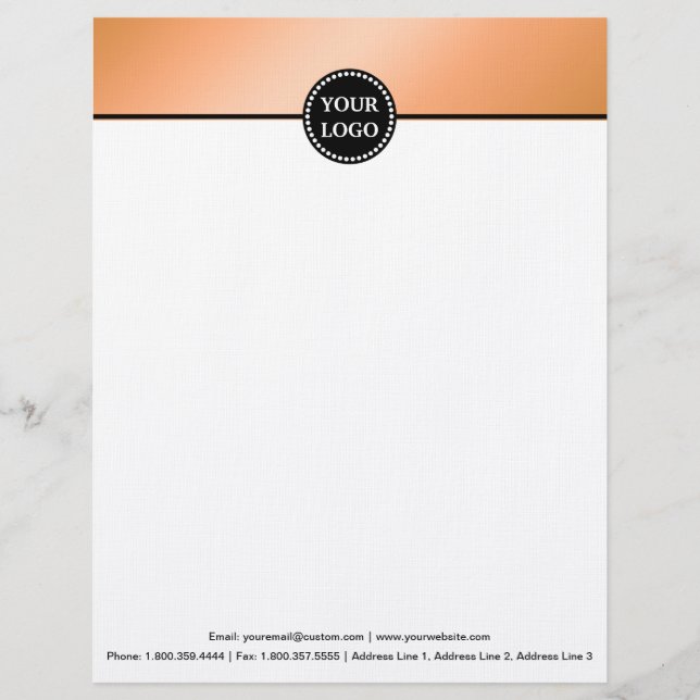 Black and Gold Modern Stationary Custom Monogram Letterhead (Front)