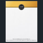 Black and Gold Modern Stationary Custom Monogram Letterhead<br><div class="desc">Easily personalize this elegant 8.5" x 11" letterhead with your own business logo and information. This is Girly Trendy Chic Modern Simple Plain Colored Border with Custom Personalized Monogram.</div>