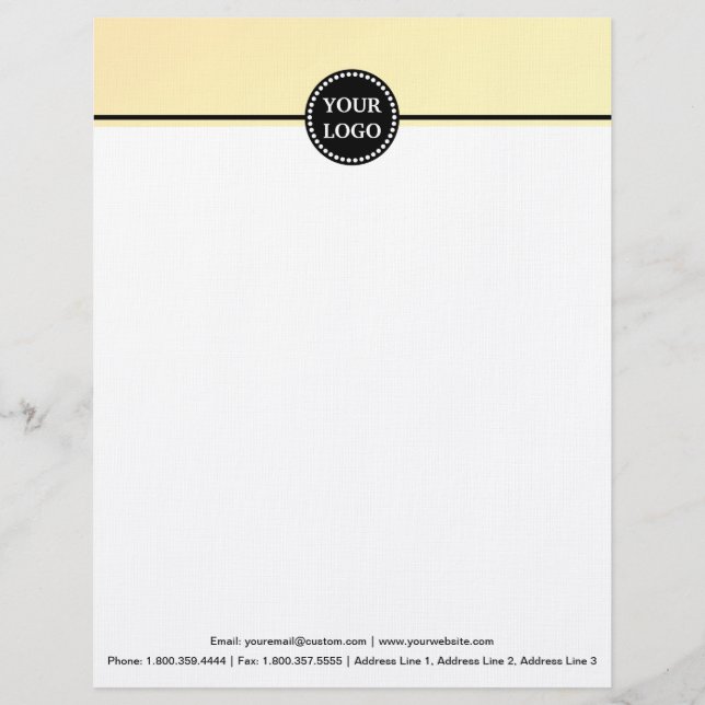 Black and Gold Modern Stationary Custom Monogram  Letterhead (Front)